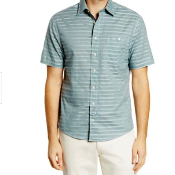 ✨ Johnnie-O Raleigh Hangin’ Out Stripe Short Sleeve Button Down Shirt ✨ - Picture 1 of 10